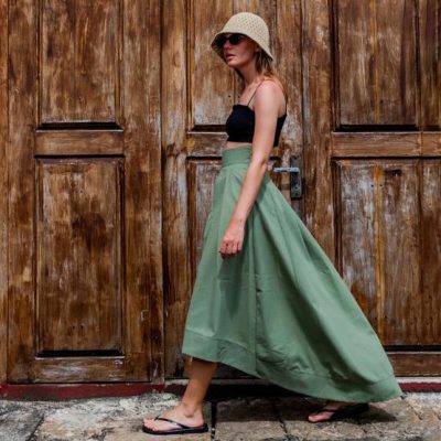 Boho Cotton Linen Flowy Maxi Skirt